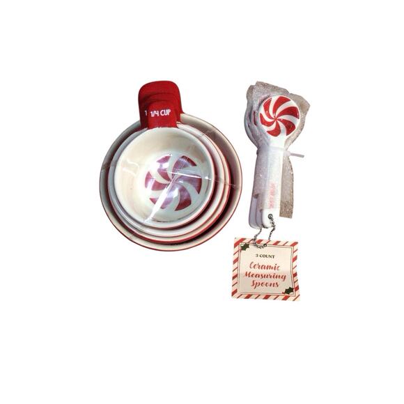 Other - Bullseye's Playground Ceramic Measuring Spoons And Cups Set Red 2025 New